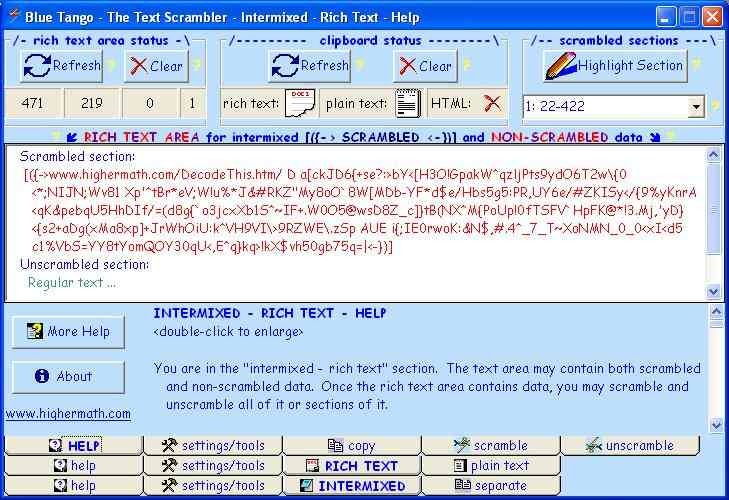 Blue Tango - The Text Scrambler Screenshot
